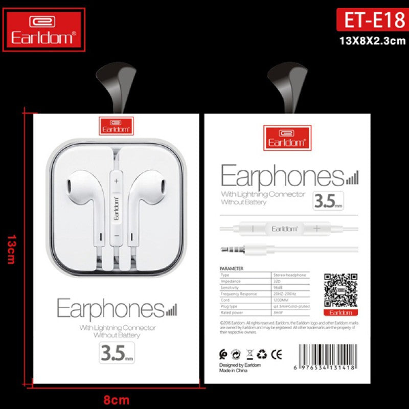 EARLDOM ET18 WIRED EARPHONES WITH MIC HEADPHONES IPHONE SAMSUNG OPPO HUAWEI EARLDOM ET18 WIRED EARPHONES WITH MIC HEADPHONES IPHONE SAMSUNG OPPO HUAWEI
